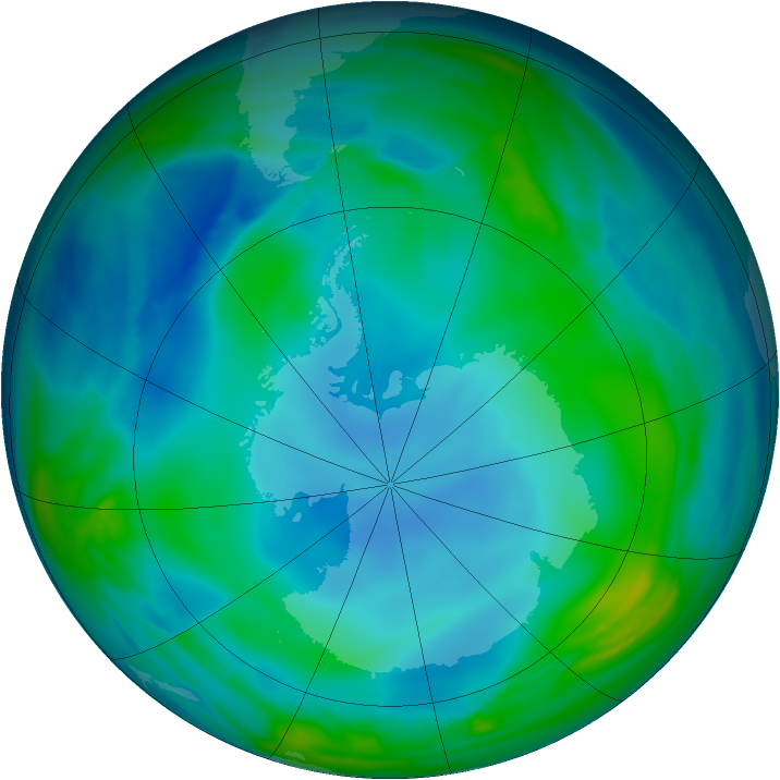 Antarctic ozone map for 30 May 2007